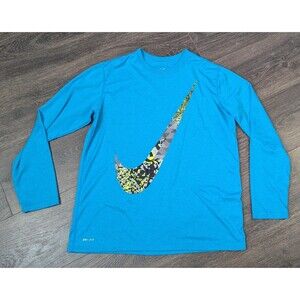 Nike Juniors Blue Long Sleeve Logo Shirt Size Extra Large (123)